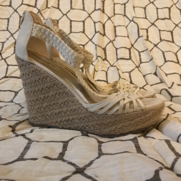 Mossimo Strappy Braided Cream Espadrille Wedge - Picture 4 of 5